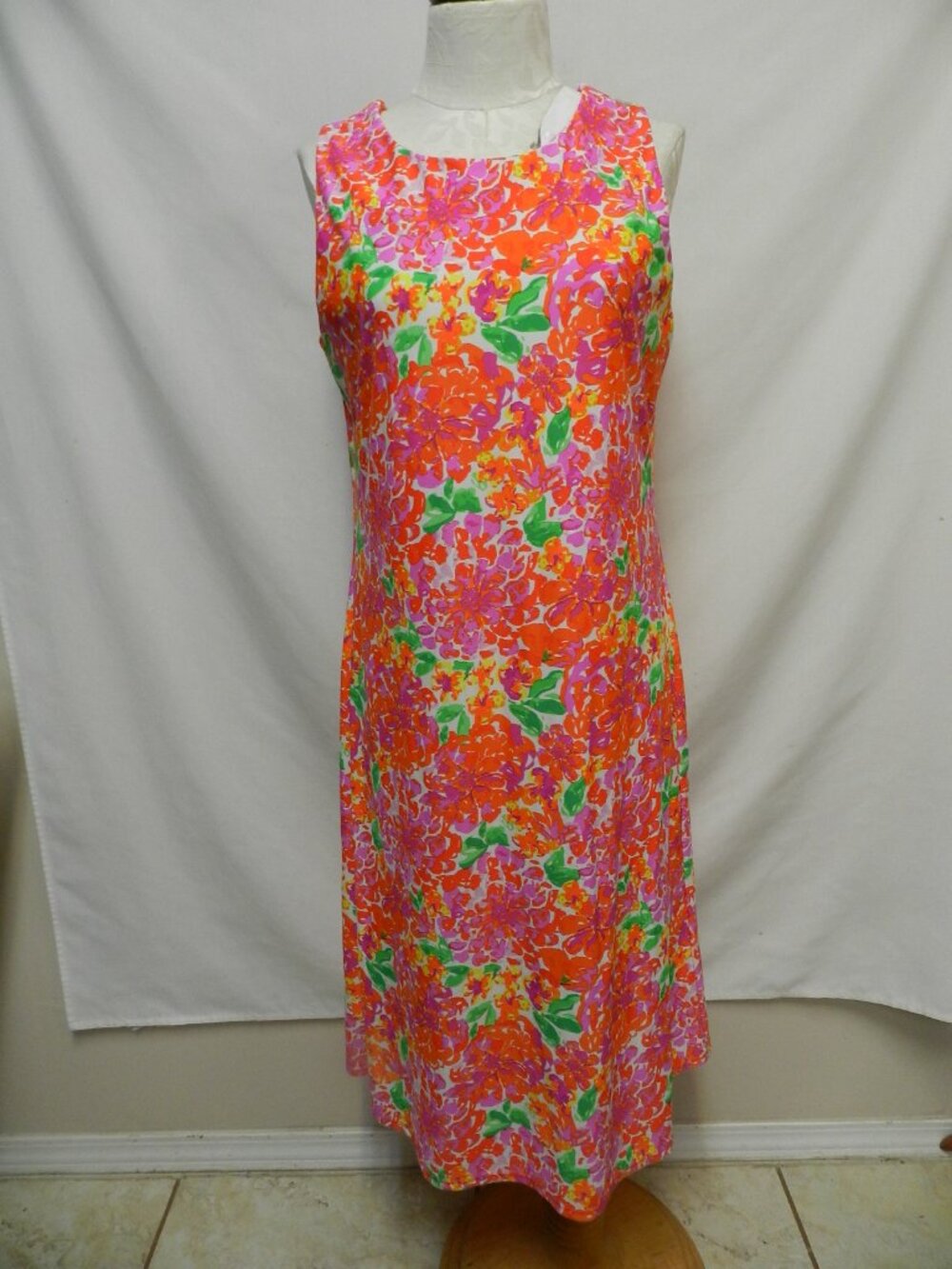 Jude Connally Midi long knit Floral dress made in USA stretch Size Sz X-Large XL
